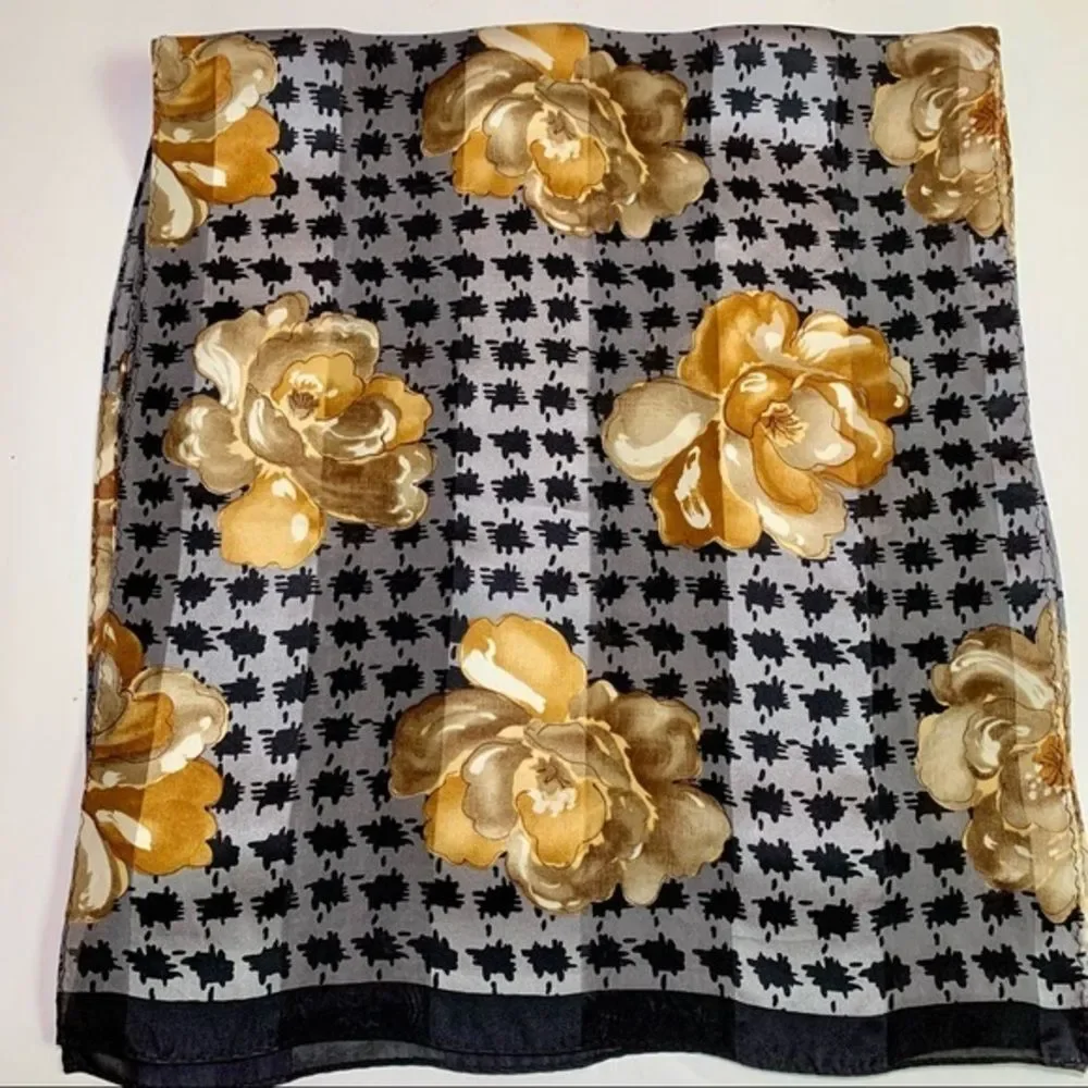 Cejon Gray‎ & Gold 100% Silk Scarf